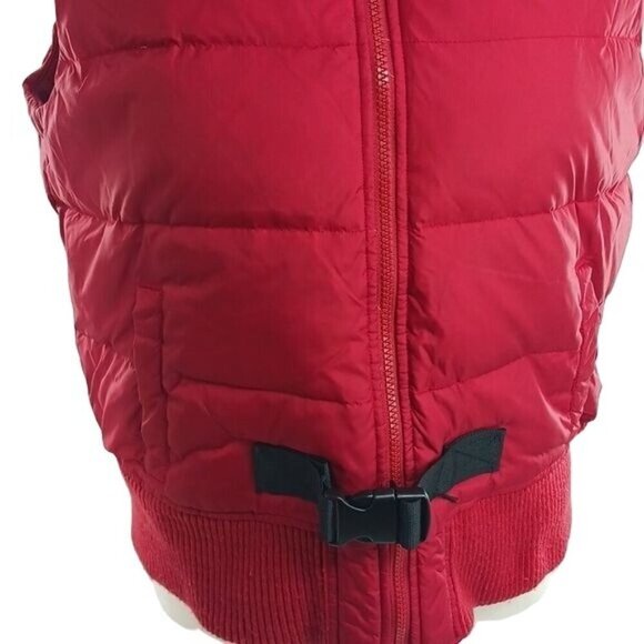 Old Navy Puffer Vest Red Retro 70s Full Zip Fleece Waterproof Womens Size Large - Picture 3 of 6